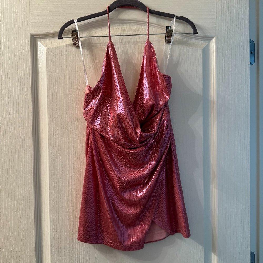 Revolve Superdown Pink Metallic Mini Dress Size XS